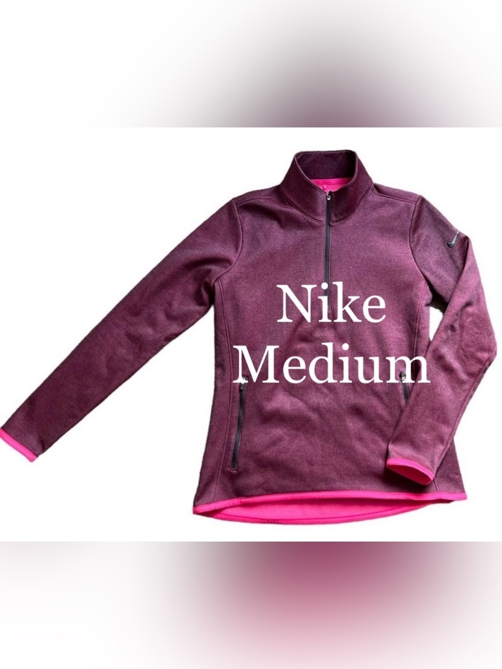 Nike Golf Large Burgundy Pink Black
colored 1/4 ZIP Up. EUC